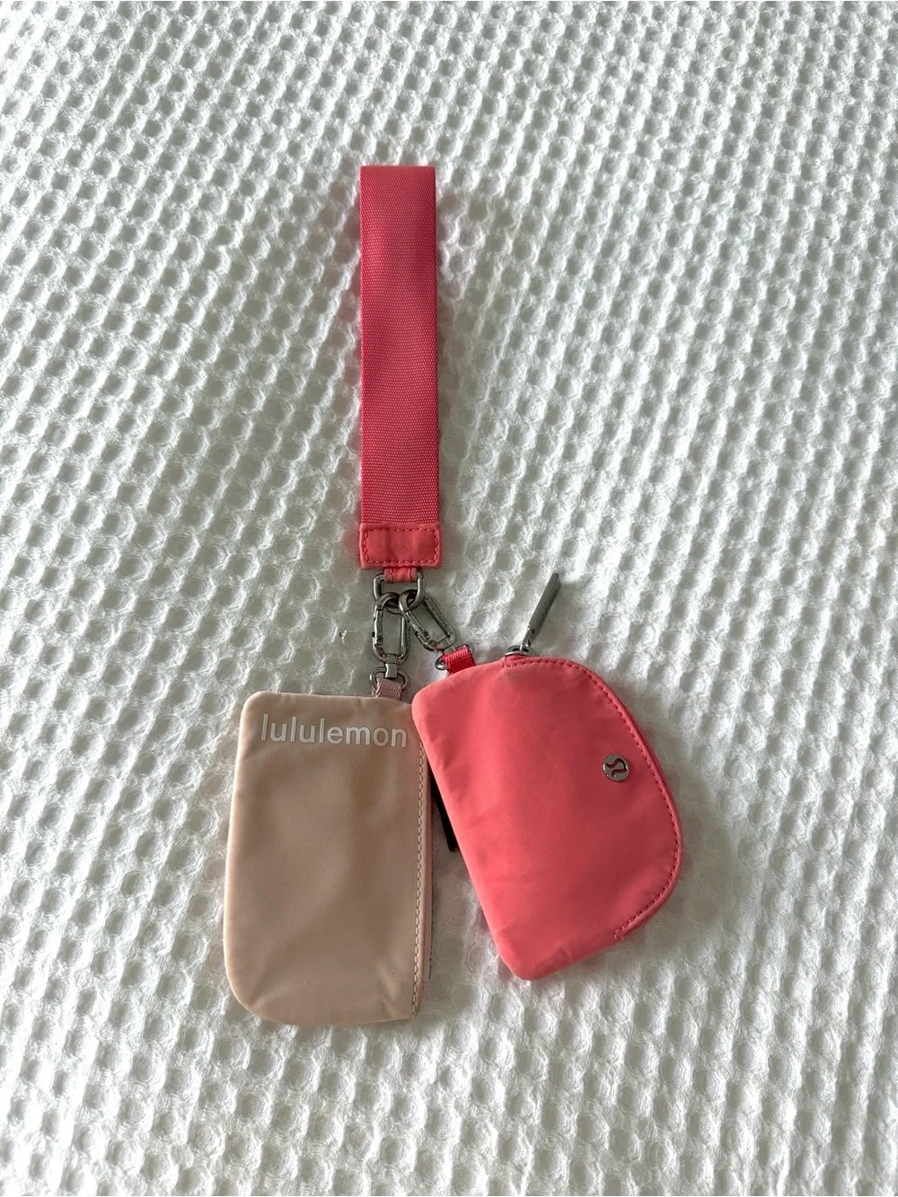 Lululemon Dual Pouch Wristlet in Pink Mist and Raspberry Cream